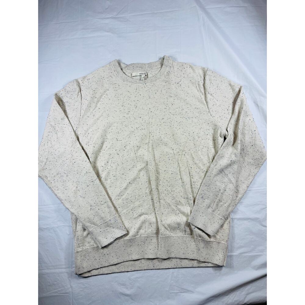 Hawker Rye Mens XL Cream Speckled Knit Crewneck Sweater Cotton Blend